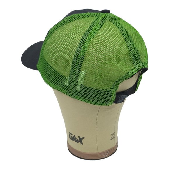 John Deere Mesh Patch Logo Strapback Cap Trucker Baseball Hat Black Green - Picture 10 of 13